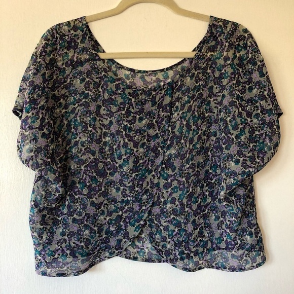 Pacsun Kirra Floral Semi Sheer Crop Top Top - Picture 2 of 3